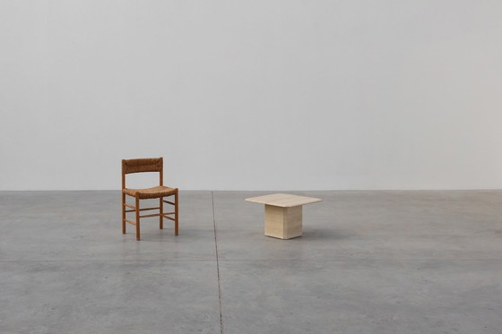 Image 1 of Mesa de centro o auxiliar cuadrada de travertino de mediados de siglo, Italia Años 60