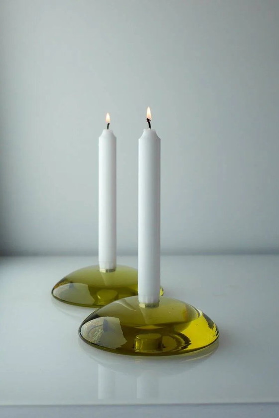 Image 1 of Bougeoirs en verre par Anne Nilsson pour Kosta, années 2000, set de 2