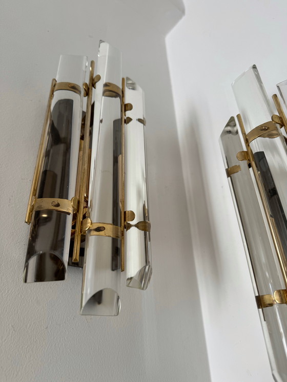 Image 1 of Wandleuchten aus Kristallbaguette aus den 1980er Jahren