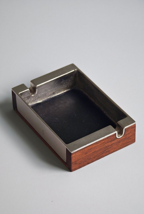 Image 1 of Cendrier en acier teck, design moderne des années 70