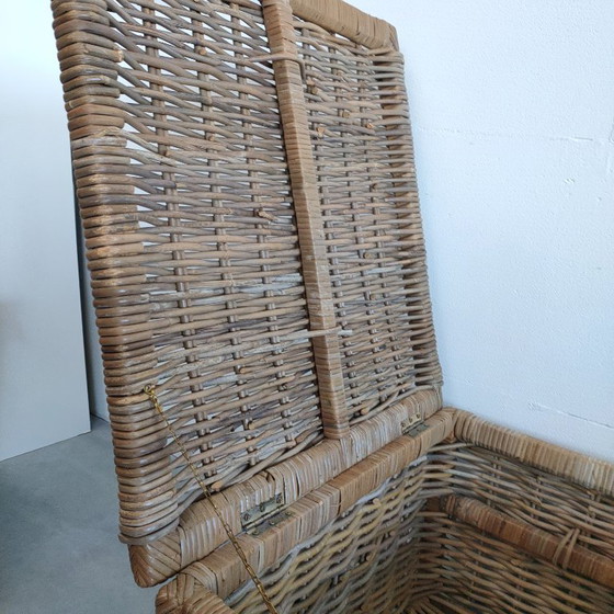 Vintage rattan/rieten 'Boho chic / Riviéra Maison' stijl mand/salontafel dekenkist – Opbergkast, Other (photo 3 of 10)