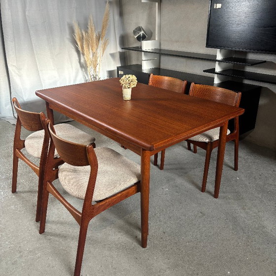 Table de salle à manger extensible en teck, Danois vintage, Tables de salle à manger, Bois, Marron (photo 4 sur 9)