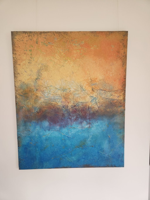 Beautiful Large Abstract Painting "Cold Wind" - MIKA (100x80 cm) incl. Certificate