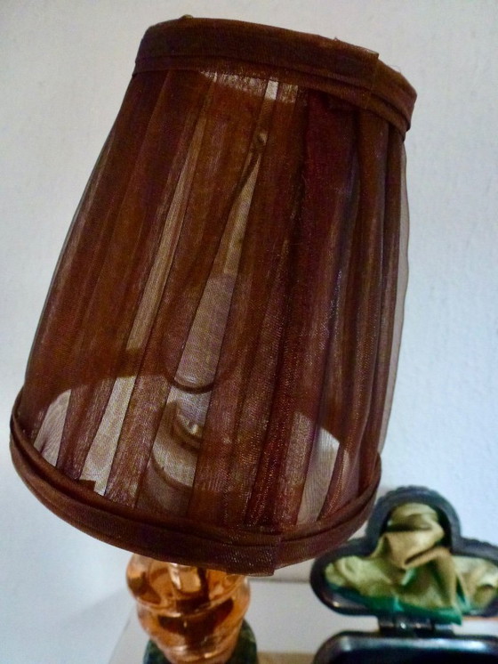 Image 1 of 2 lampes de table vintage sur socle en marbre.