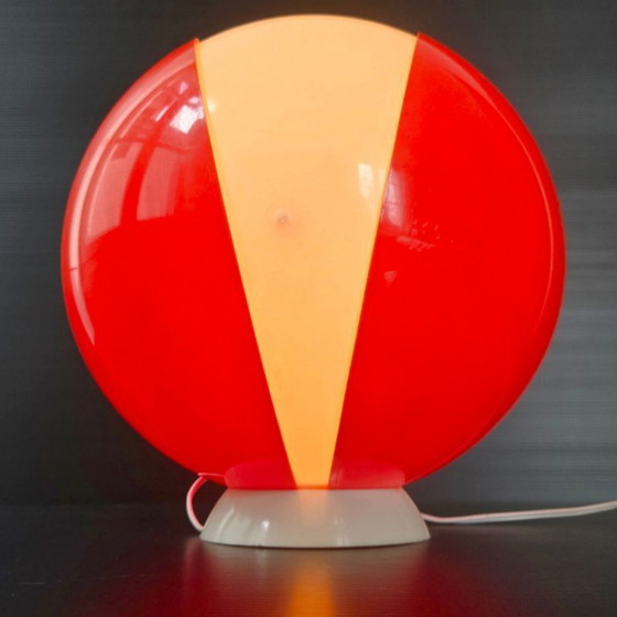 Image 1 of PAIRE DE LAMPES VINTAGE 1960 SPACE AGE PLASTIQUE ORANGE & BLANC 60S ANNEES 60