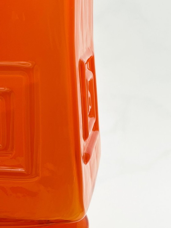 Image 1 of Retro Fans - Vaas - Jaren 60 - Fel Oranje -Fåglavik Glasbruk -Zweden