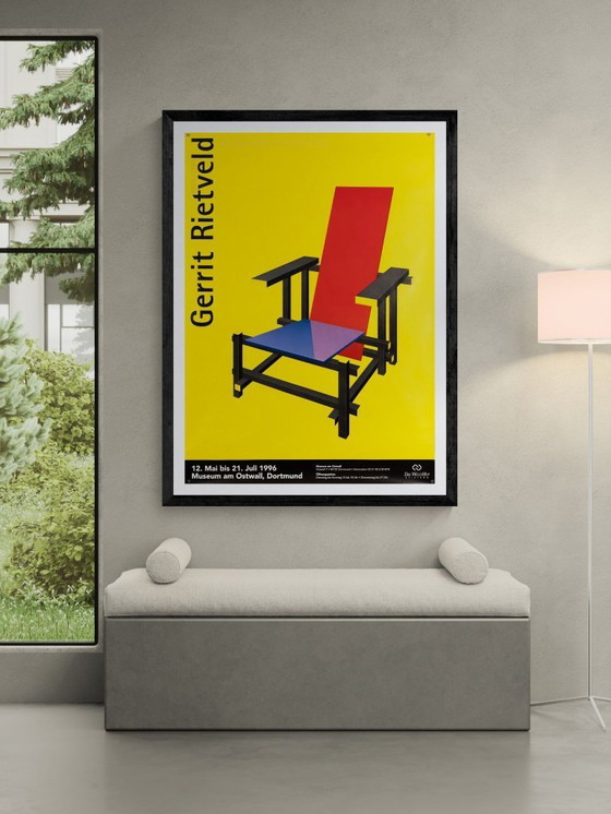 Image 1 of Gerrit Rietveld Exhibition – 1996 – Original Vintage Exhibition Poster by Gerrit Rietveld – De Stijl Design – 118.9x84.1 cm A0