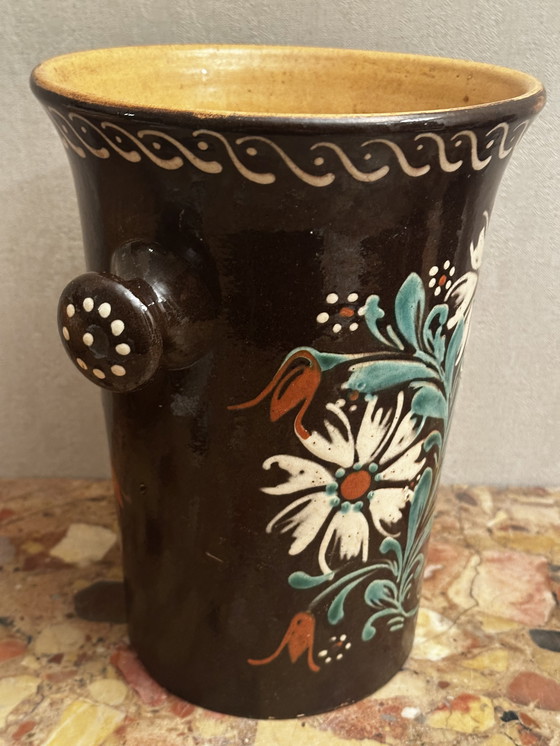 Image 1 of Seau à Vin Blanc ancien en terre cuite H 25 cm