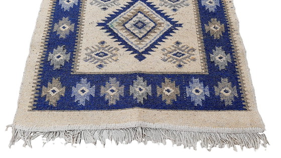 Image 1 of Vintage geometric-patterned flatweave kilim rug