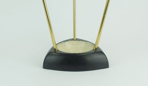 mid century modern vintage 1950s umbrella stand cast iron and brass streamline design