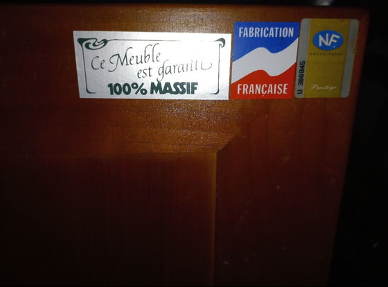 Tavolo rotondo allungabile in ciliegio massiccio francese + 4 sedie, Prestige meurisier massif (foto 3 di 5)