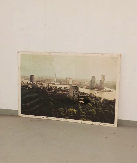 Image 1 of Vintage gesigneerde prent van Rotterdam