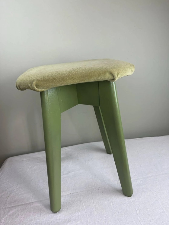 Vintage stool – Wood, Velvet (photo 4 of 11)