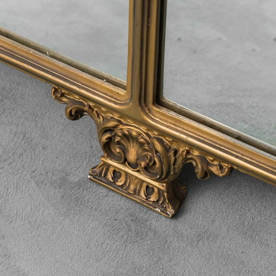 Image 1 of Miroir mural vintage en bois doré à la feuille, années 1950, 178 x 5 x 175 cm