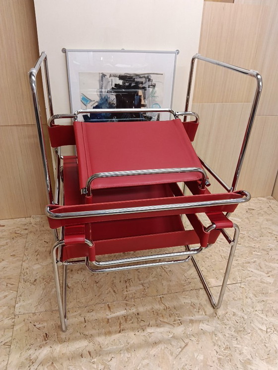 Image 1 of KNOLL Studio Set van 2 WASSILY B3 fauteuils (NIEUW) in rood leer