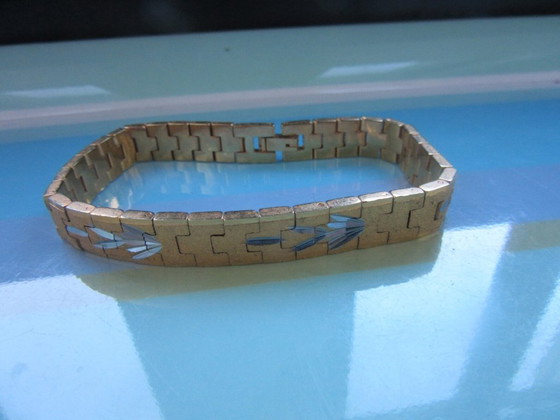 Bracciale francese sottile placcato oro giallo, retrò, vintage – Decorazione, Metallo (photo 7 of 7)