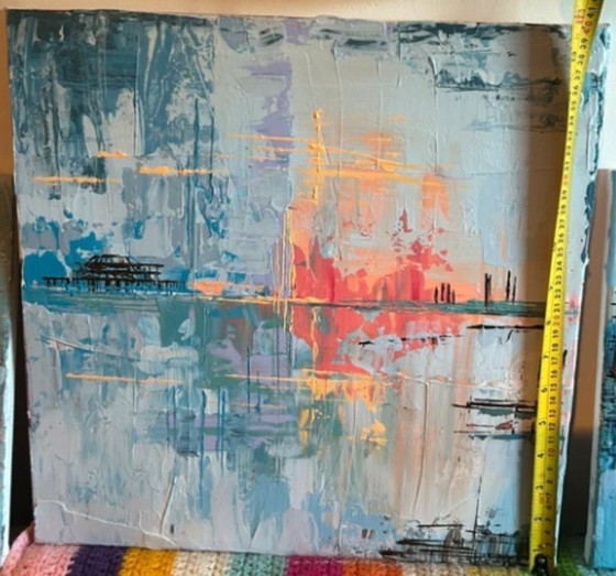 Image 1 of “Pier Remnants” Original Abstract Art, 40×40 cm