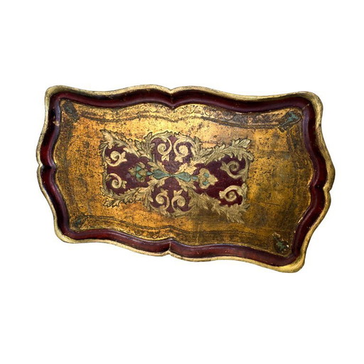 Old wooden Florentine tray