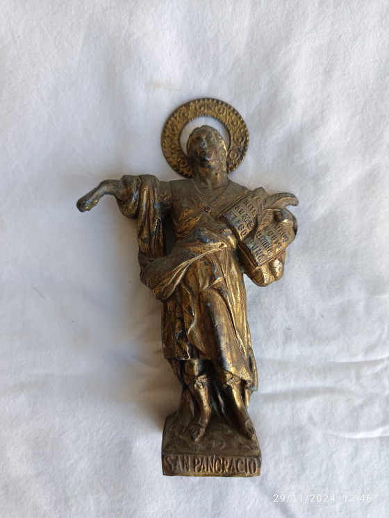 Image 1 of Ikone - Heiliger Pancrance - Vergoldete Bronze 1910-1920 - Spanien