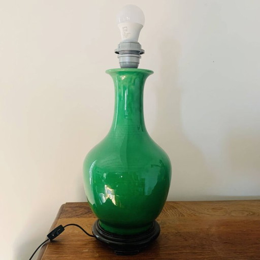 Ancien pied de lampe vert