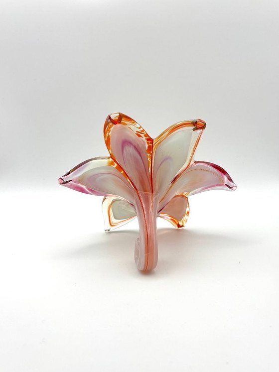 Image 1 of Paar handgefertigte Glasblumen aus Italien, nach venezianischer Murano-Tradition, Maße 15 x 15 x 9 cm