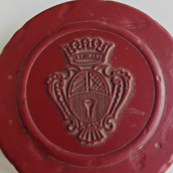 Image 1 of Vintage Pommery Moutarde de Meaux mustard pot in glazed stoneware, with original red lid.