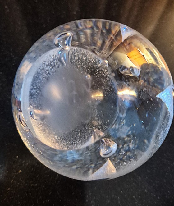 Image 1 of Vintage Clear Glass Heavy Bubble Paperweight