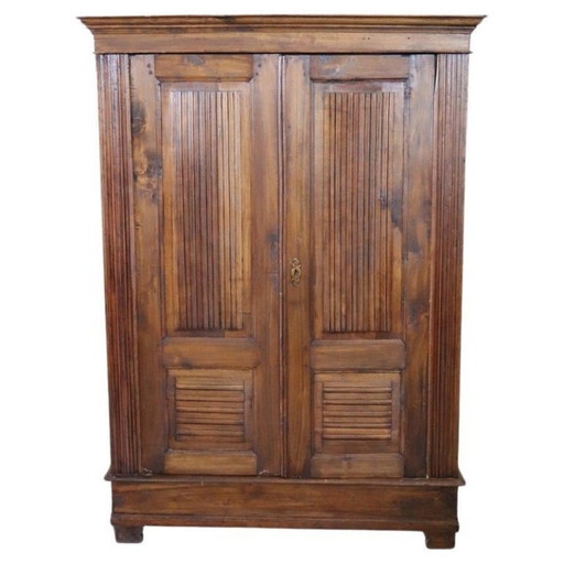 Antique solid poplar wood small wardrobe, Italy late 19th century
