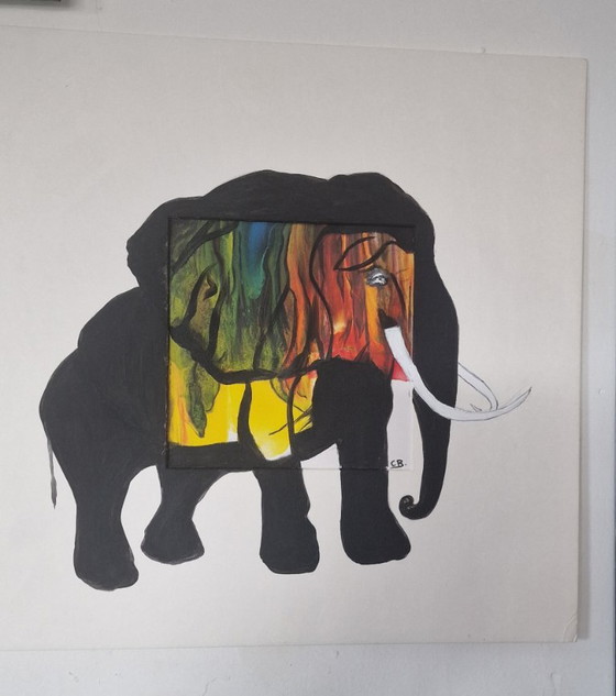 Éléphant Abstrait – Objets d'art, Paper (photo 6 of 6)