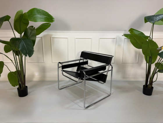 Image 1 of Knoll Marcel Breuer Wassily Sedia Stuhl Leder Schwarz