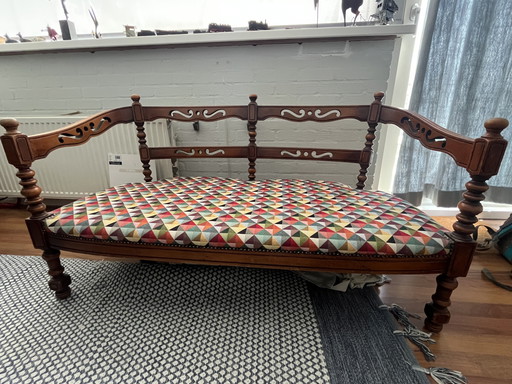 Antique wooden bench and matching chair - Neo-Renaissance