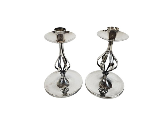 Image 1 of Keltum - Royal Van Kempen & Begeer - Gustav Beran - candlesticks (2) - silver-plated - signed - 60's