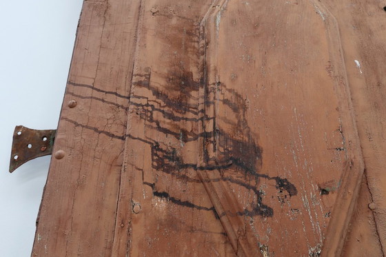 Image 1 of Grote 17e-eeuwse kloosterdeuren in terracotta gelakt eikenhout, Portugal