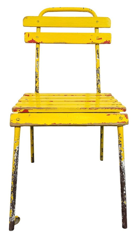 Silla industrial vintage amarilla, años 60