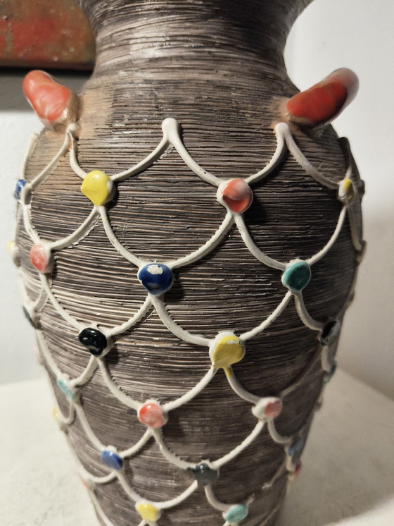 Image 1 of Vintage design modernist Italiaanse Harlekijn keramiek vaas van FRATELLI FANCIULLACCI 