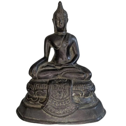 Antike Bronze Thai Buddha Statue – Sukhothai Stil – Bhumisparsha Mudra – 20.5 cm