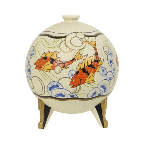 Image 1 of Rare Art Deco Vase Fish Orchids