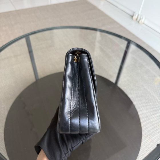 Image 1 of Chanel Medium Flap Vintage - Quilted Lambskin Black Gold Hardware Series 1