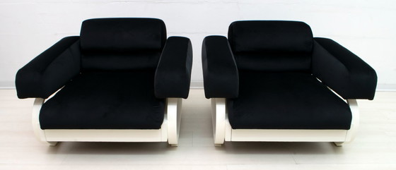 Image 1 of Paire de fauteuils en velours italiens modernes du milieu du siècle, années 1960