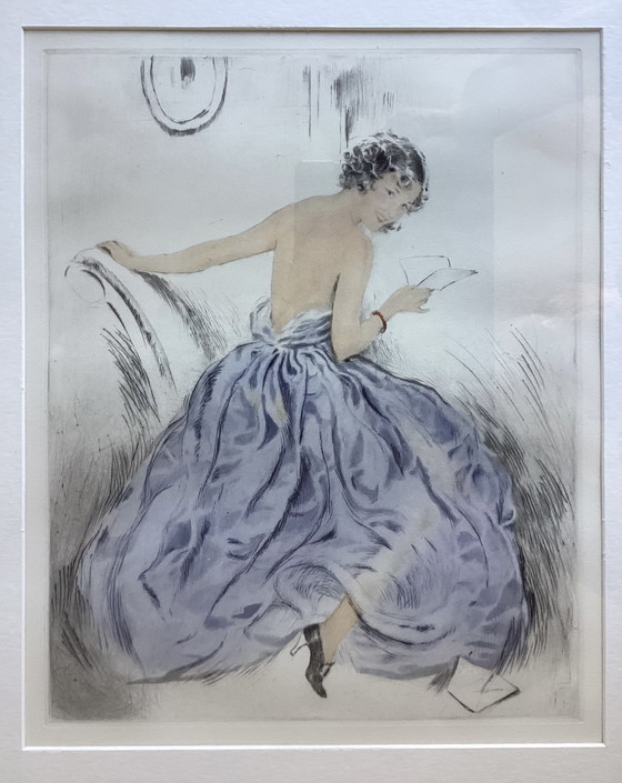 Image 1 of Art Deco - Letter reading young woman - color set