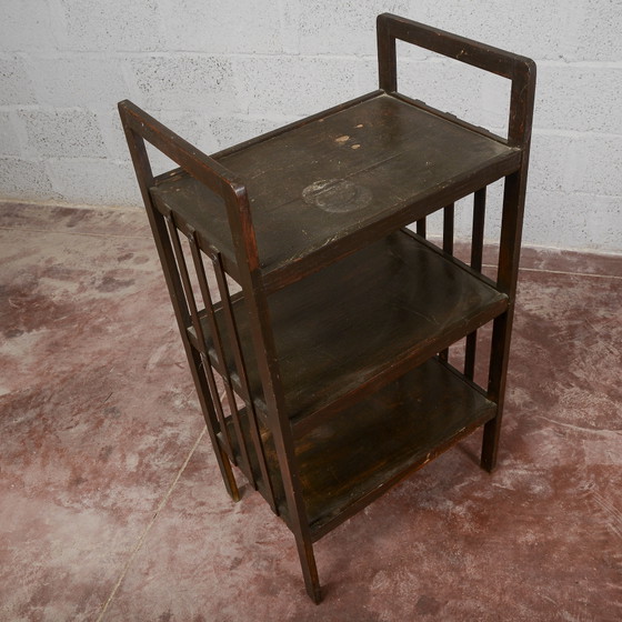 Dark Stained Open-Shelf Etagere, Liberty Style – Shelving unit, Wood, Rustic (photo 13 of 13)