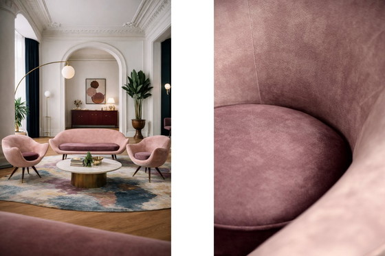 Image 1 of Vintage Mid-Century Space Age Velours Loungeset van Paged, 1972, set van 3