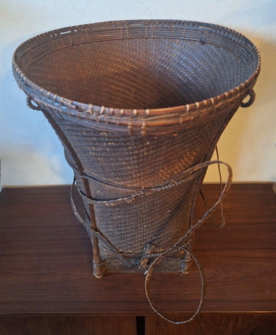 Image 1 of Antique Laos Khmu Tribal Hand Woven Carrying Basket