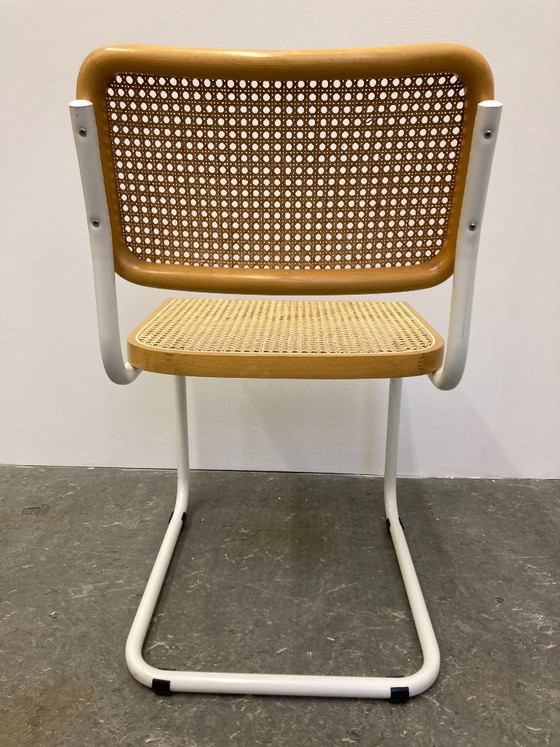 1x Chaise Vintage Cesca Breuer, Chaises de salle à manger, Bois, Métal, Blanc (photo 4 sur 11)
