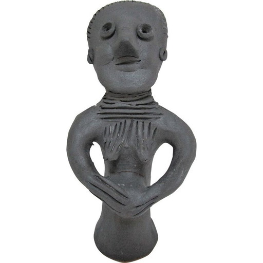 Vintage sculpture of a pregnant woman in modelled clay, 1980