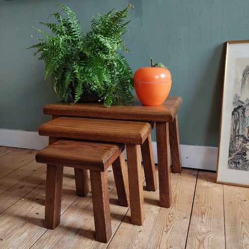 Brutalist vintage side tables nesting tables