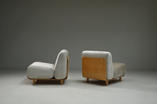 Set van 2 multiplex loungestoelen, jaren 70, Nederland.