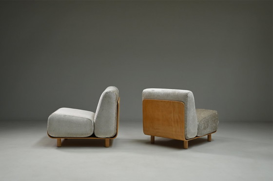 Image 1 of Set van 2 multiplex loungestoelen, jaren 70, Nederland.