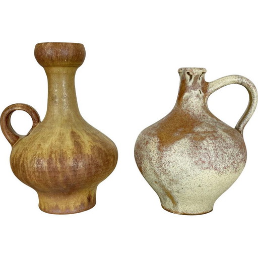 Paire de vases vintage en céramique de lave grasse par Hartwig Heyne, Allemagne, années 1970