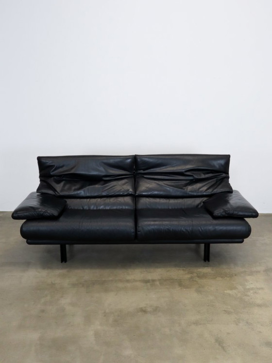 Image 1 of Vintage Alanda Sofa Black Leather 210cm by Paolo Piva for B&B Italia 1980s